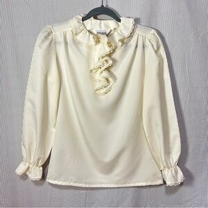 Vintage Jonquil Cream Ruffle Blouse